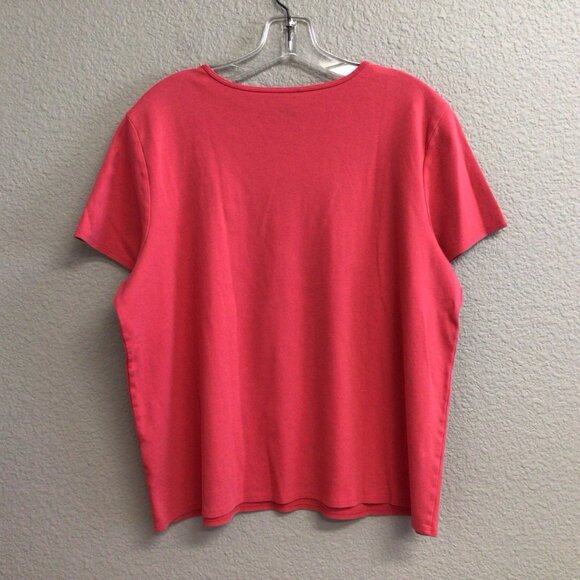 Eileen Fisher Top Cotton Jersey Short Sleeve Coral Plus Size 1X TShirt Shirt - Picture 2 of 9